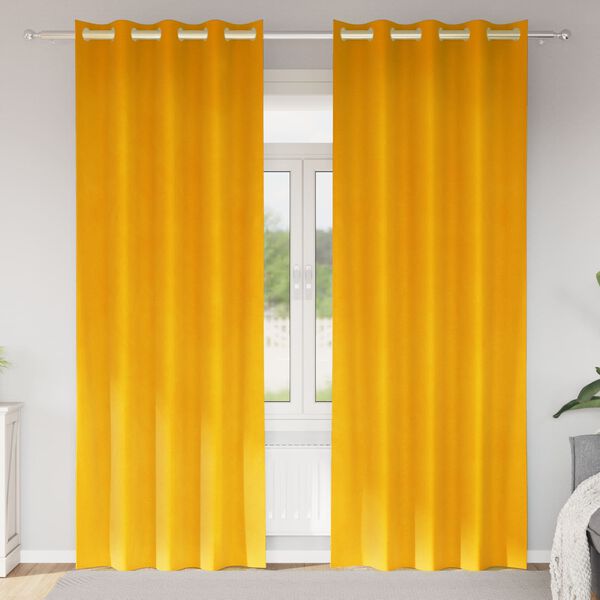 vidaXL Tende oscuranti 2 pcs Giallo senape 140 x 225 cm Velluto