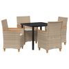 vidaXL Set da Pranzo per Giardino 5 pz Beige polyrattan