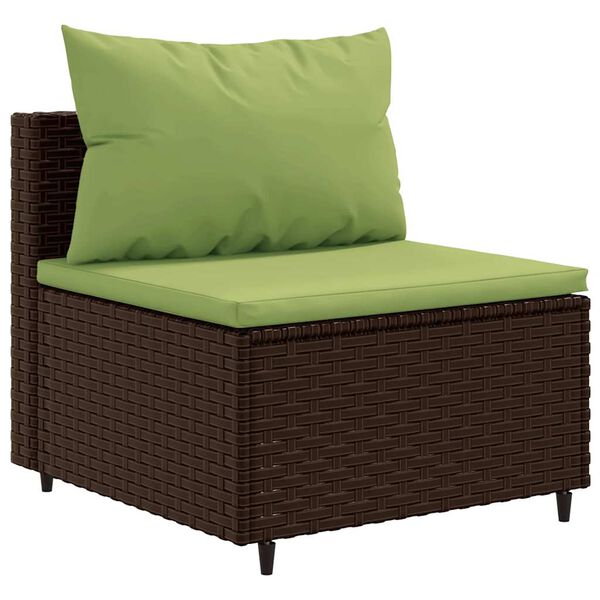 vidaXL Set Divani da Giardino 8 pz con Cuscini in Polyrattan Marrone