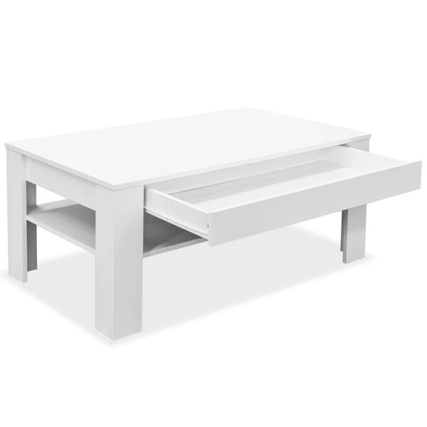vidaXL Tavolino da Salotto in Legno Multistrato 110x65x48 cm Bianco