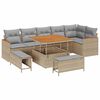 vidaXL Set Divano da Giardino 9 pz 6-Numero di posti Beige Poly Rattan