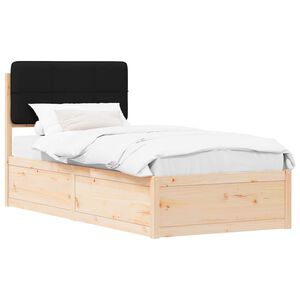vidaXL Letto con Testiera Rivestita Nero 90 x 200 cm Pino massello