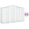 vidaXL Cesti Gabbioni ad Arco 3 pz 200x50x120/140 cm Ferro Zincato