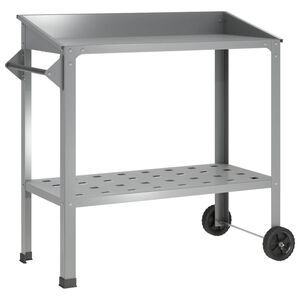 vidaXL Tavolo da Vaso con Ruote Argento 96 x 50 x 89 cm