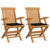 vidaXL Sedie da Giardino con Cuscini Neri 2pz Legno Massello di Teak