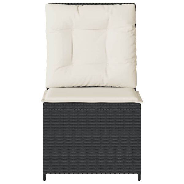 vidaXL Divano Reclinabile da Giardino con Cuscini in Polyrattan Nero