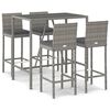 vidaXL Set Bar da Giardino 5 pz con Cuscini in Polyrattan Grigio