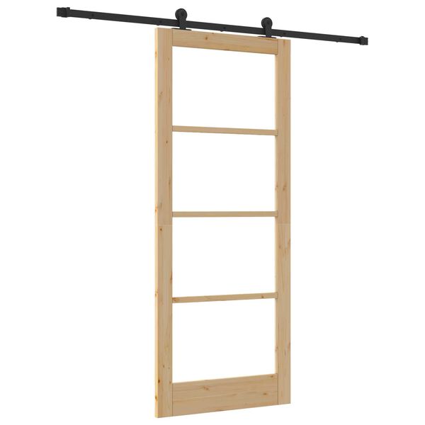 vidaXL Porta scorrevole ORKDAL Naturale e Nero 86 x 211 cm