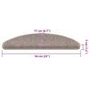 vidaXL Tappetini per scale 15 pz 56x17x3 cm Beige scuro Semicircolari