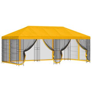 vidaXL Gazebo con pareti laterali 6 x 3 m Giallo Poliestere e Acciaio