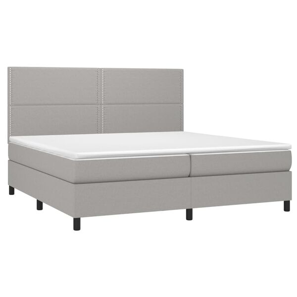 vidaXL Letto a Molle Materasso e LED Grigio Chiaro 200x200 cm Tessuto