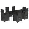 vidaXL Set da Pranzo da Giardino 7 pz Nero con Cuscini in Polyrattan