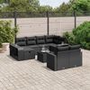 vidaXL Set Divani da Giardino 11 pz con Cuscini in Polyrattan Nero