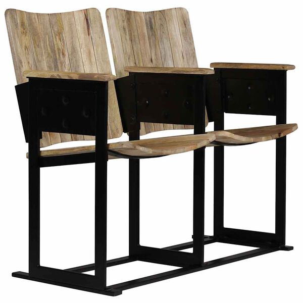 vidaXL Panca a 2 Posti in Legno Massello di Mango e Acciaio