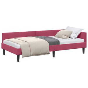 vidaXL Cornice del letto ad angolo Rosso Vino 90 x 190 cm Velluto