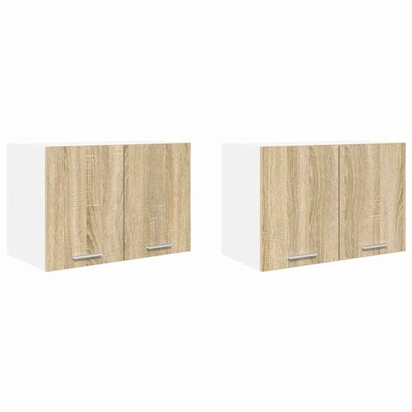 vidaXL Armadio pensile 2 pcs Quercia Sonoma e Bianca 60 x 31 x 40 cm