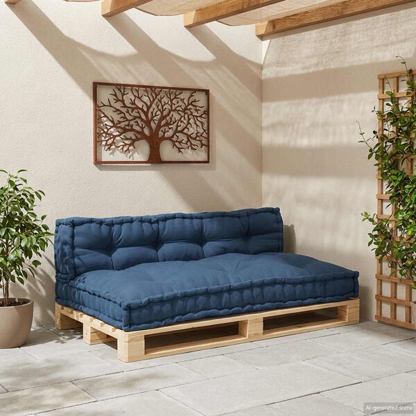 vidaXL Cuscino per Divano Pallet 2 pcs Indaco 120 x 80 x 38 cm Tessuto