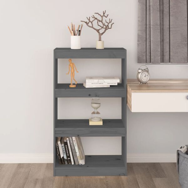 vidaXL Libreria/Divisorio Grigio 60x30x103,5 cm in Massello di Pino