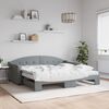 vidaXL Divano Letto Estraibile Materassi Grigio Chiaro 90x190 Tessuto