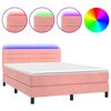 vidaXL Letto a Molle con Materasso e LED Rosa 140x200 cm in Velluto