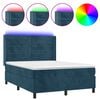 vidaXL Letto a Molle con Materasso e LED Blu Scuro 140x190 cm