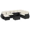 vidaXL Set Divani da Giardino 9 pz con Cuscini Nero in Polyrattan