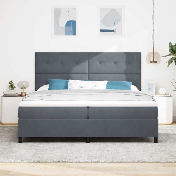 vidaXL Letto a Sorgente LED Grigio scuro 200 x 200 cm Velluto