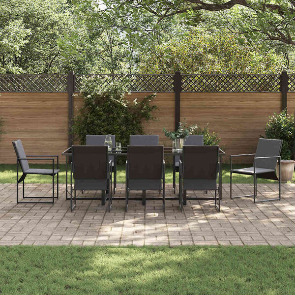 vidaXL Set da Pranzo per Giardino 9 pcs Nero Acciaio