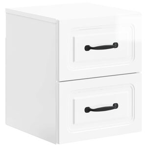 vidaXL Mobiletto da notte a muro Bianco Lucido 34,5 x 33 x 40 cm