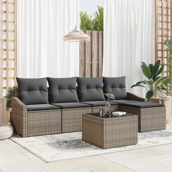 vidaXL Set di divani con cuscino 6 pcs Grigio chiaro polyrattan