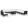 vidaXL Set Divani da Giardino 12 pz con Cuscini in Polyrattan Nero