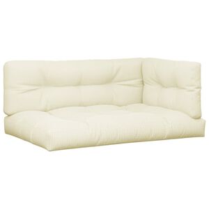 vidaXL Cuscini per Pallet 3 pz Crema in Tessuto