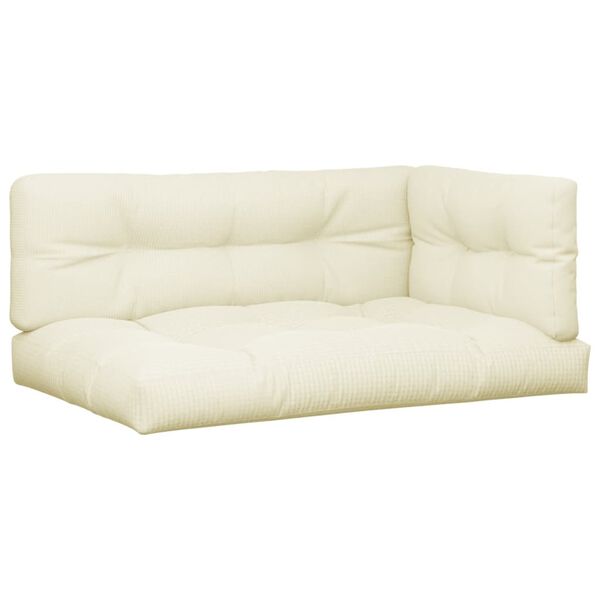 vidaXL Cuscini per Pallet 3 pz Crema in Tessuto