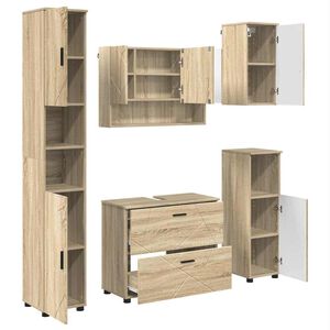 vidaXL Set di mobili per il bagno con cassetto 5 pcs Rovere Sonoma