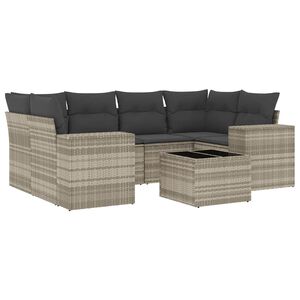 vidaXL Set Divani da Giardino 7pz con Cuscini Grigio Chiaro Polyrattan