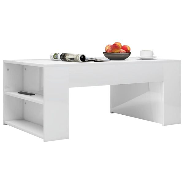 vidaXL Tavolino da Salotto Bianco Lucido 100x60x42cm Legno Multistrato