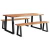 vidaXL Set da Pranzo 3 pz con Bordi Vivi in Legno Massello di Acacia