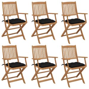 vidaXL Sedie da Giardino Pieghevoli 6 pz con Cuscini Massello Acacia