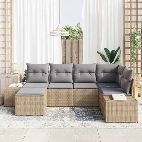 vidaXL Set Divano da Giardino 6 pcs Beige e grigio polyrattan