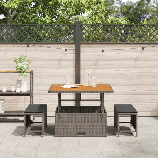 vidaXL Set da Pranzo per Giardino Grigio Poly Rattan