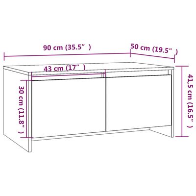 vidaXL Tavolino da Salotto Grigio Sonoma 90x50x41,5 cm in Truciolato