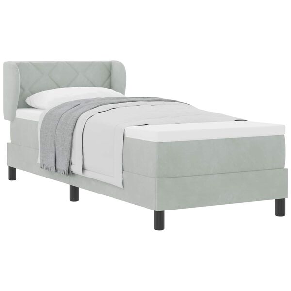 vidaXL Letto a molle con materasso Grigio chiaro 80 x 200 cm Velluto