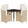 vidaXL Set da Pranzo da Giardino 5 pz con Cuscini Beige in Polyrattan