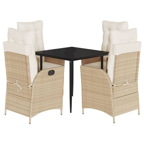 vidaXL Set da Pranzo da Giardino 5 pz con Cuscini Beige in Polyrattan