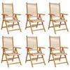 vidaXL Sedie pieghevoli reclinabili, 6 pezzi, in legno massello di acacia, beige