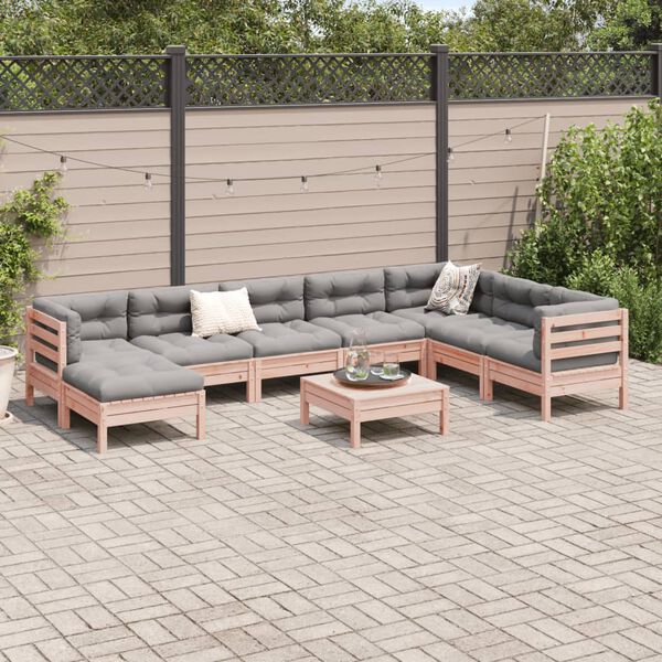 vidaXL Set Divani Giardino 9 pz Cuscini Legno Massello Abete Douglas