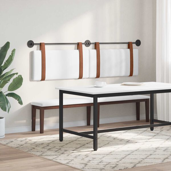 vidaXL Testata appesa Tinta unita Bianco 170 x 55 x 5 cm PU Antico