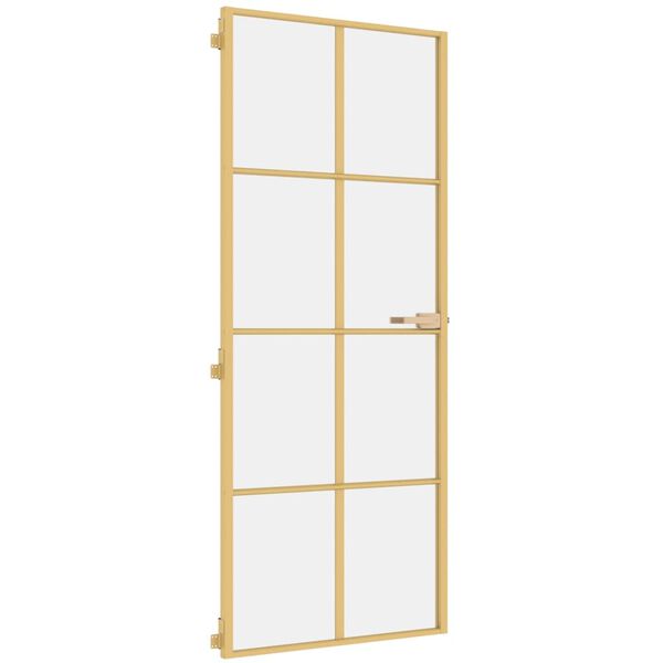 vidaXL Porta Interni Sottile Oro 83x201,5cm Vetro Temperato Alluminio