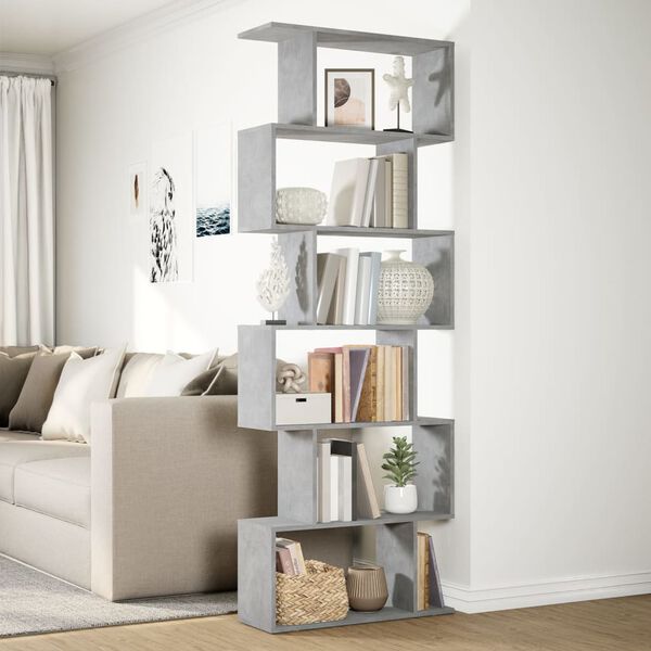 vidaXL Libreria Divisorio 6Piani Grigio Cemento 70x24x193cm Truciolato