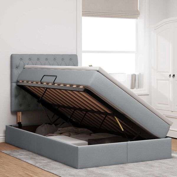 vidaXL Letto con contenitore e LED con led Grigio chiaro 120 x 190 cm